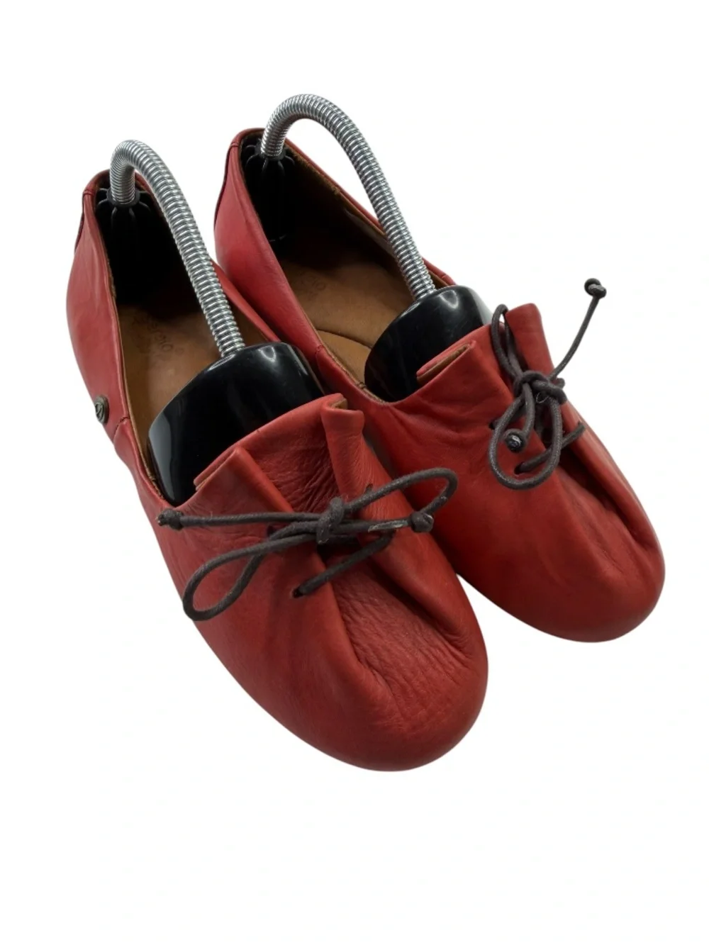 Sergio Tomani Tuka Leather Ballet Flats Coral Orange Comfort Shoes